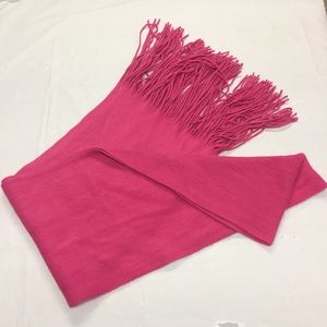 Hot Pink Woven Wool Blend Scarf 12x70 9” fringe